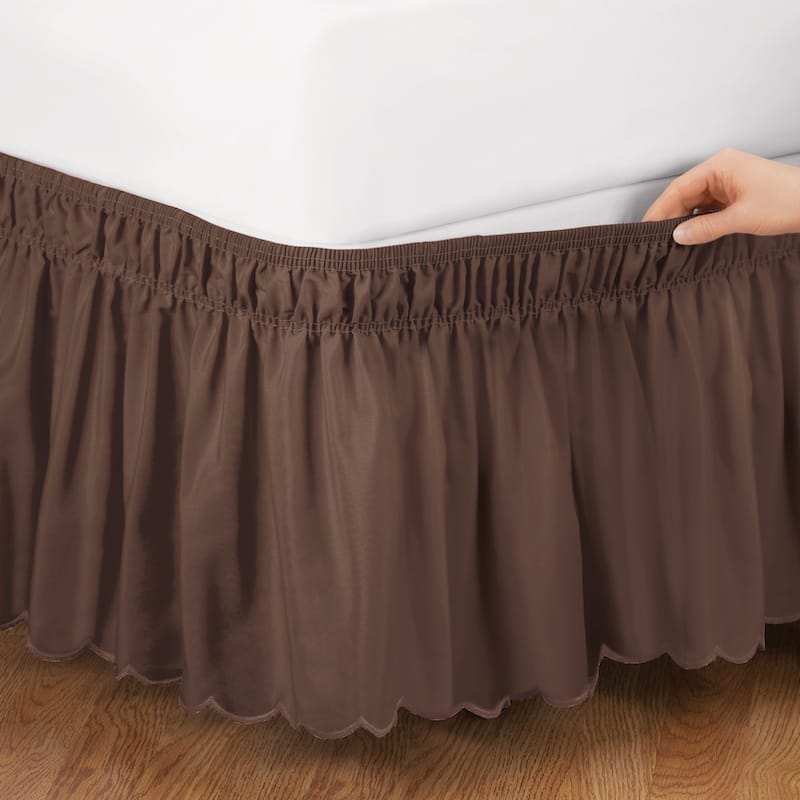 Scalloped Wrap Ruffle Bedskirt - Chocolate - Twin/Full
