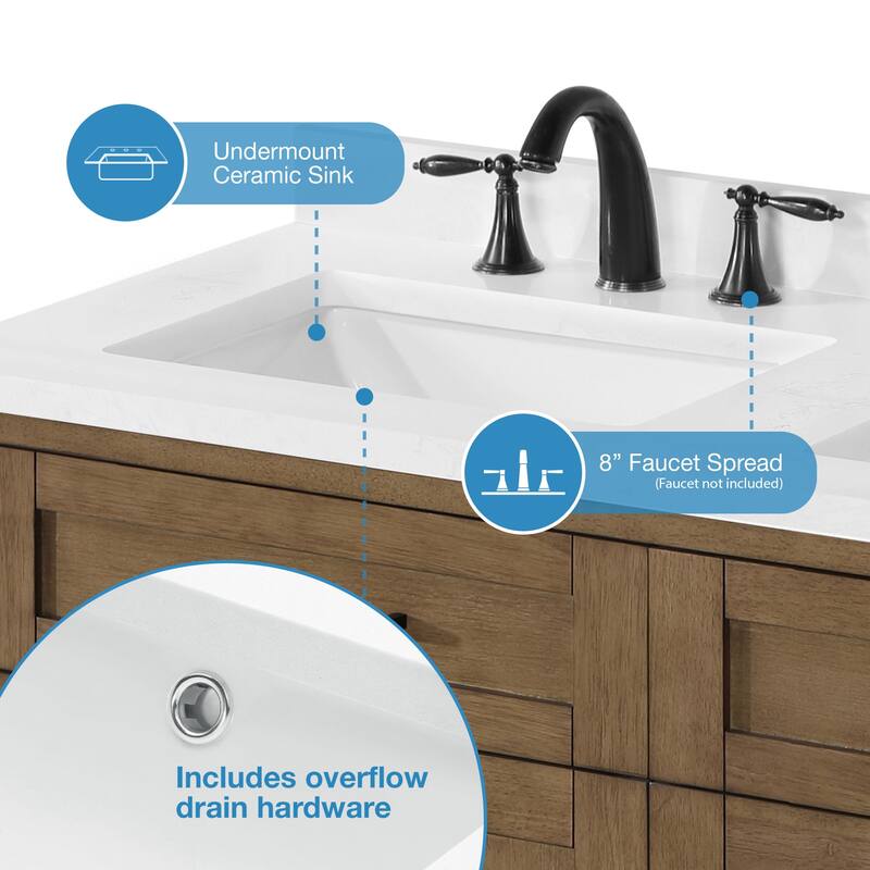 OVE Decors Tahoe 48 in. Double Sink Bathroom Vanity in Brushed Almond Latte