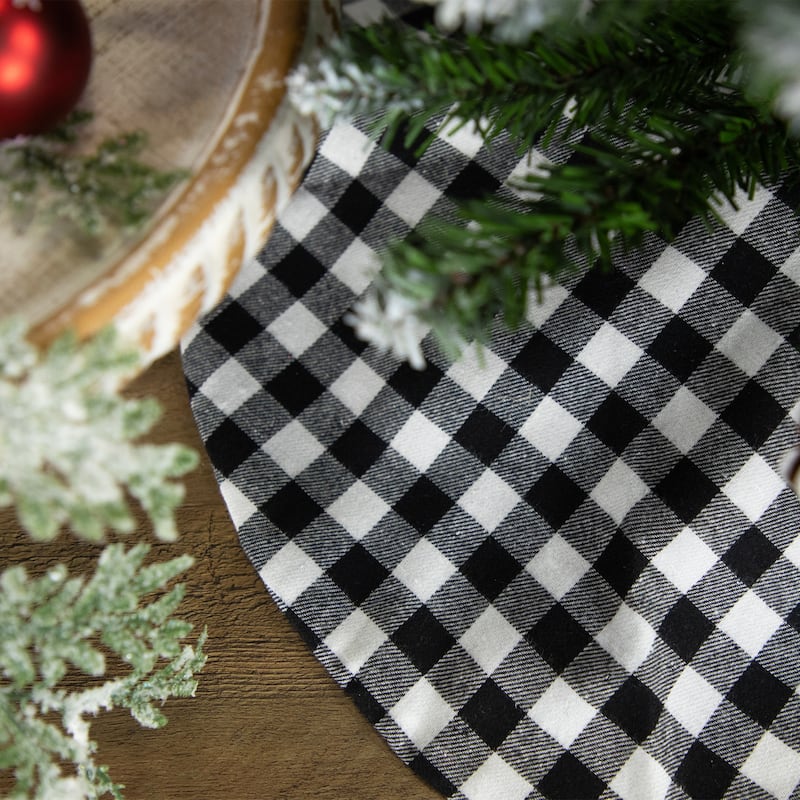 20" White and Black Buffalo Plaid Mini Christmas Tree Skirt - 20