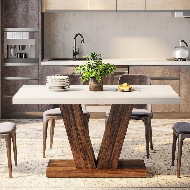 47” Farmhouse Small Rectangle Dining Table for Kitchen Dining Room