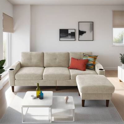 3-Seater L-Shaped Sectional Sofa with USB Port and Storage