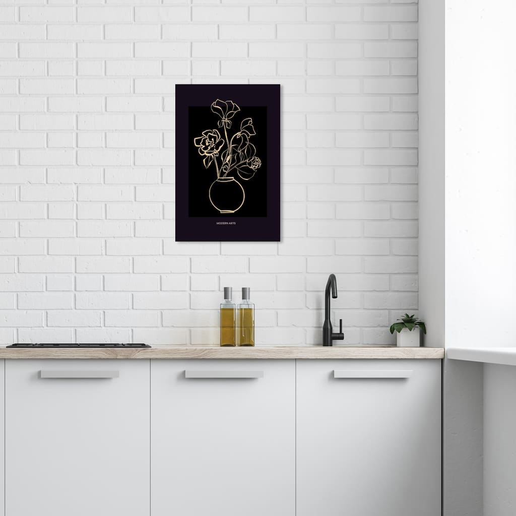 Wynwood Studio Canvas Floral and Botanical Simple lines Flowers Black and Eggshell Modern & Contemporary Wall Art Canvas Print