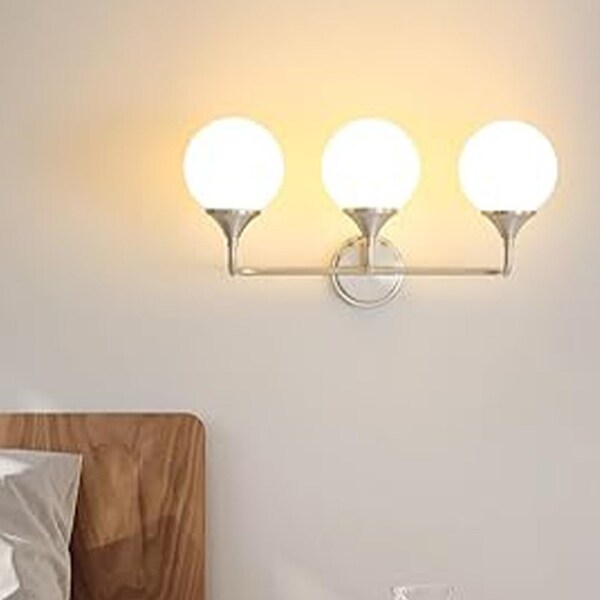 Bathroom Vanity Lighting Over Mirror,3-Light with Milky White