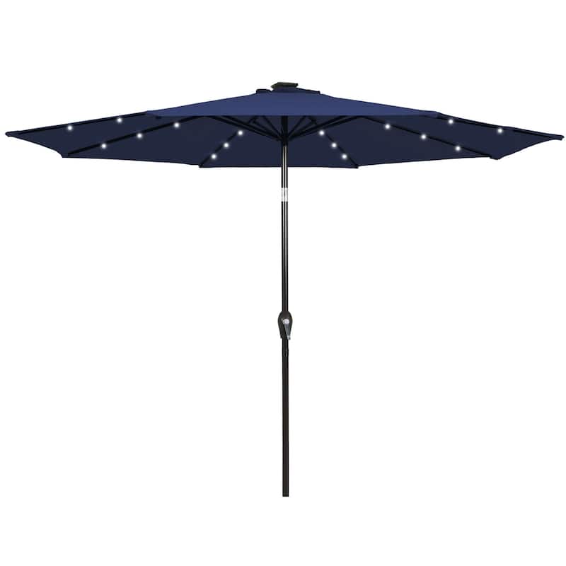 Costway 9 FT Patio Solar Umbrella LED Patio Market Steel Tilt with