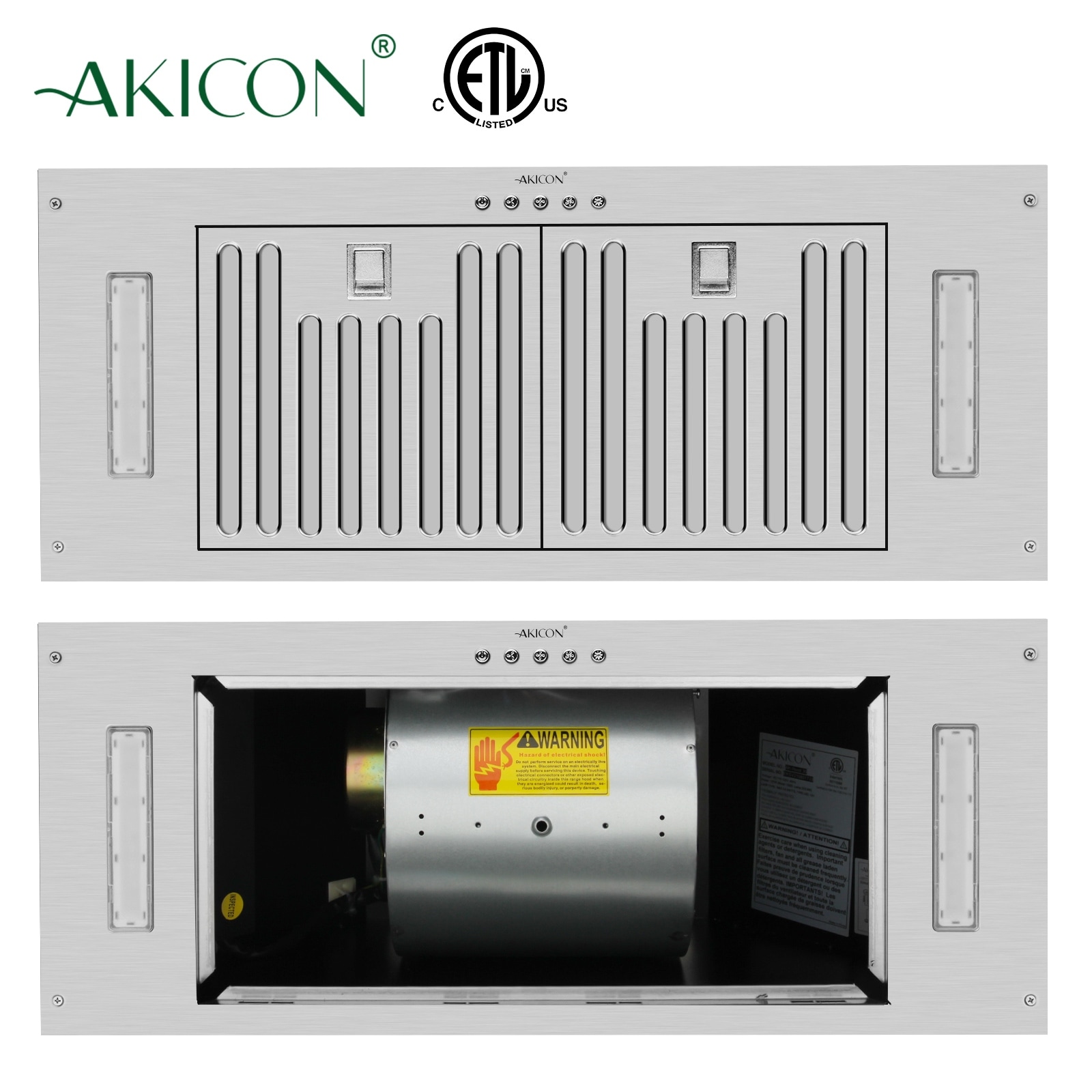 Akicon 36-in 600-CFM Ducted Stainless Steel Under Cabinet Range Hoods Insert  with Charcoal Filter in the Undercabinet Range Hoods department at