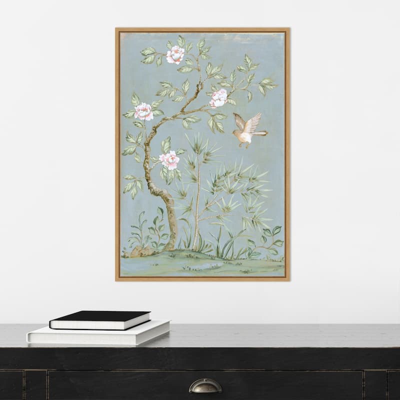 Spring Flower Mural II Blue by Julia Purinton Framed Canvas Wall Art Print - Sylvie Maple