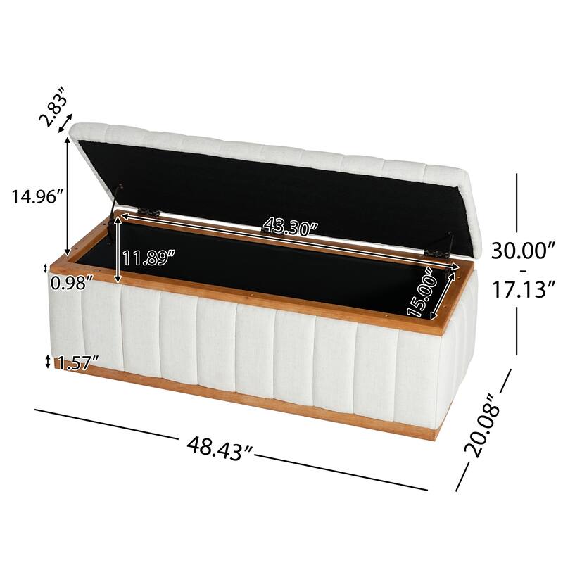 Christopher Knight Home - Beige Performance Fabric Upholstered Storage Bench with Wood Frame