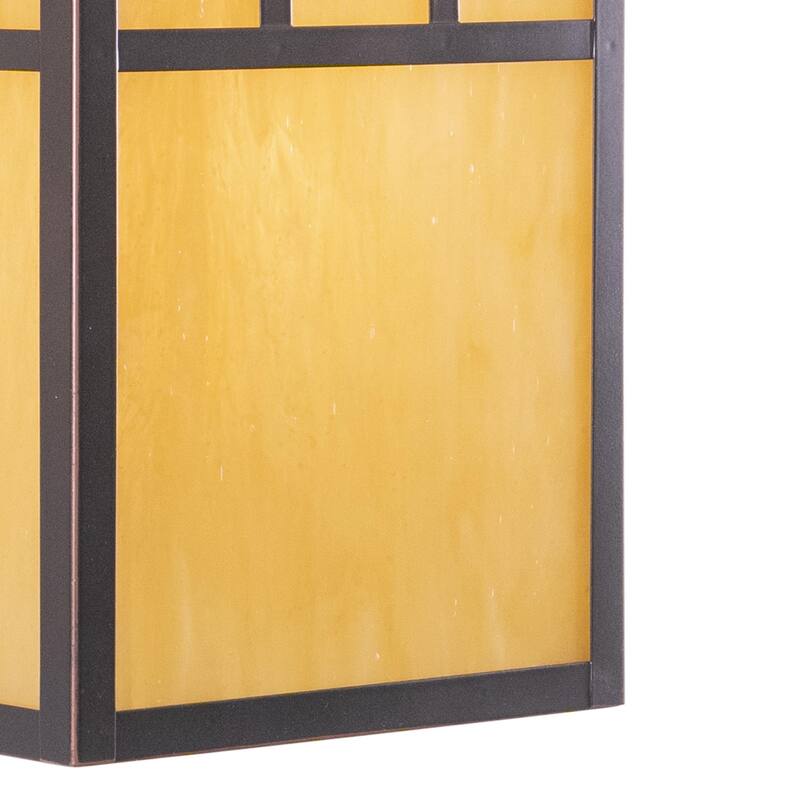 Mission 1 Light Bronze Rectangle Outdoor Wall Lantern Honey Glass - 9-in W x 12.5-in H x 11-in D