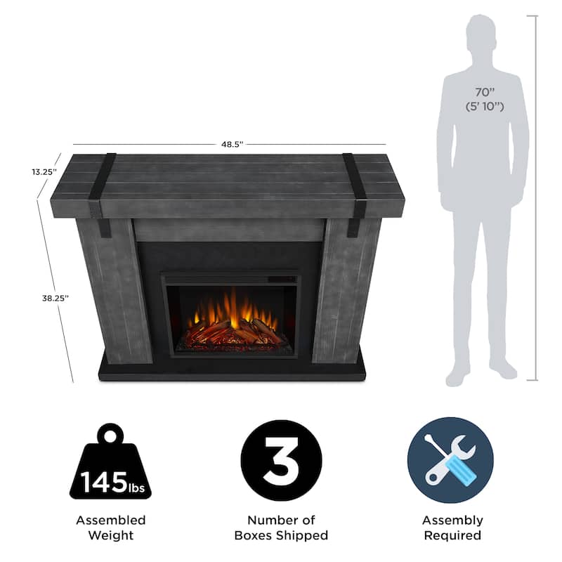 Aspen 48.5" Electric Fireplace in Gray Barnwood by Real Flame