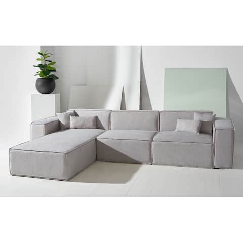 SAFAVIEH Couture Emmabeth Chaise Sectional Sofa. - 126 IN W x 76 IN D x 28 IN H