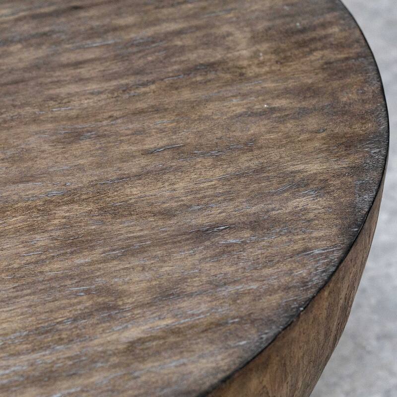 42-Inch Round Mango Wood Veneer Coffee Table