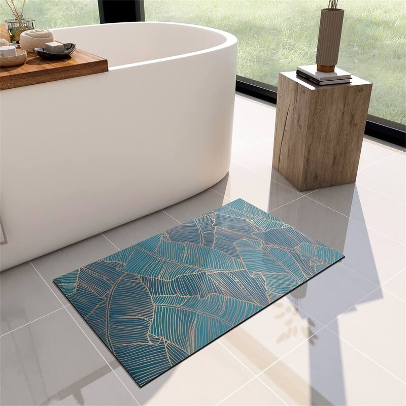 Bath Mat Rug-Thin Quick Dry - 16"x 24" - Golden Leaf