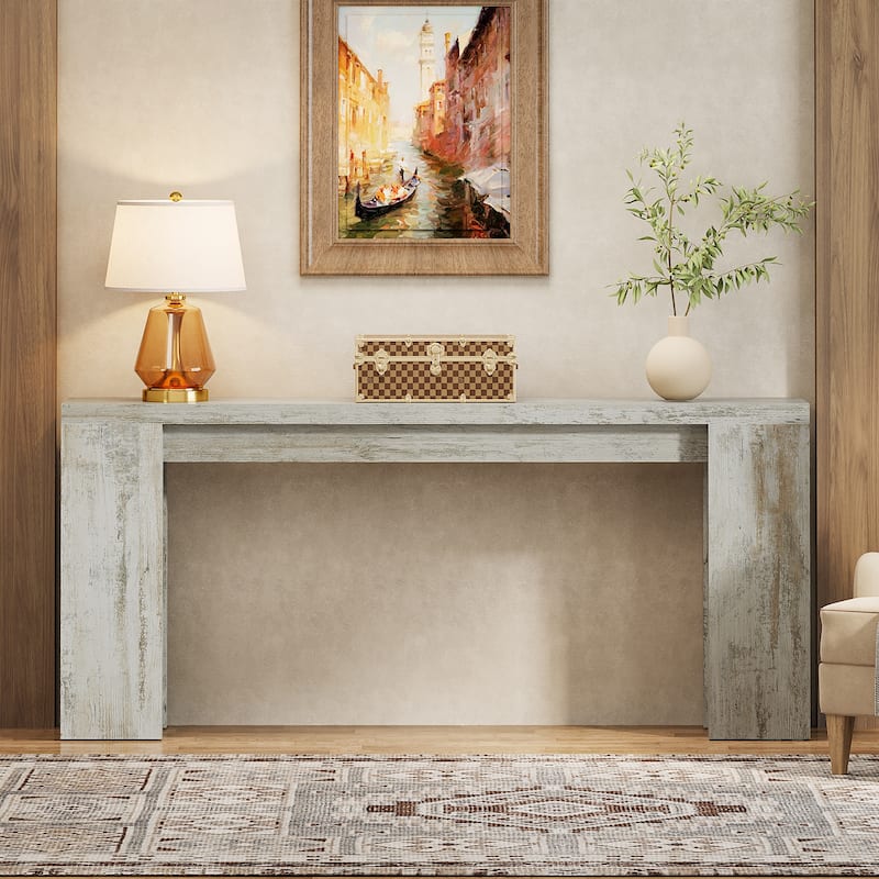 70.9" Long Console Sofa Table for Entryway Living Room - 11.81"D x 70.9"W x 33.5"H - Distressed White