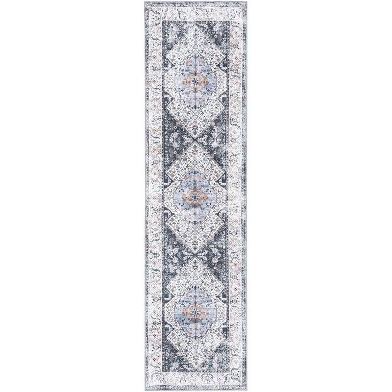 Traditional Tira Collection Area Rug - 2'7"x10' - Linen-Charcoal