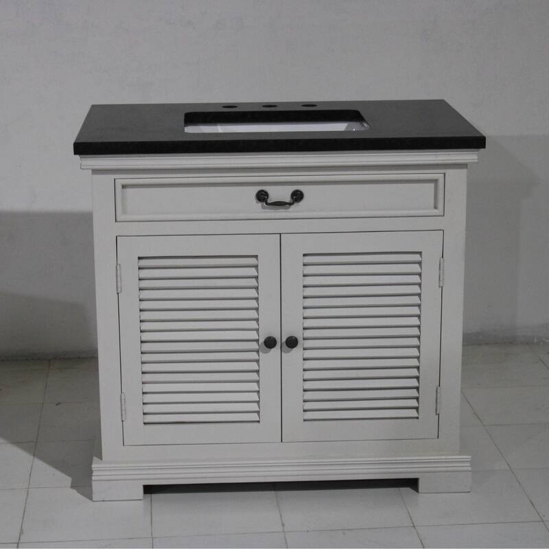 36" Two Door, Single Vanity in White finish and Black granite top
