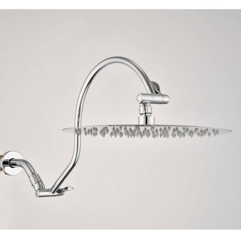 Bathlet 12" Rain Shower Head with Adjustable Height & Distance Extension Arm