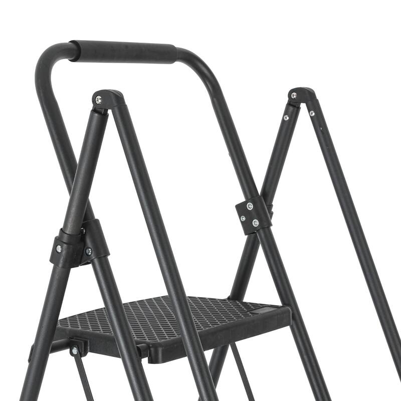 Black 6-Step Compact Metal Step Stool Ladder