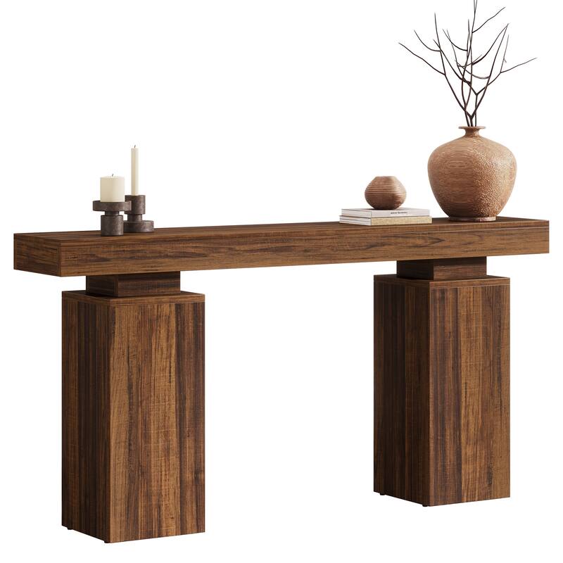 63-Inch Long Console Table, Farmhouse Entryway Table Behind Couch
