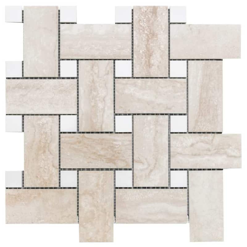 The Tile Life Stately Basketweave 13x13 Travertine Porcelain Floor and Wall Tile