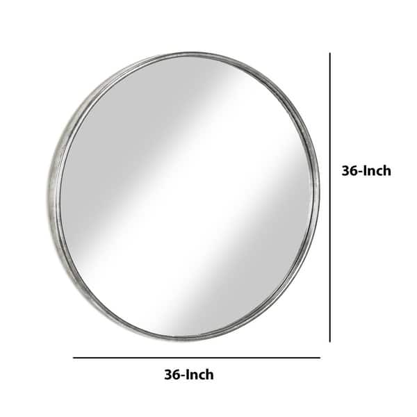 Contemporary Style Round Metal Framed Wall Mirror, Large - 1 H x 36 W x ...