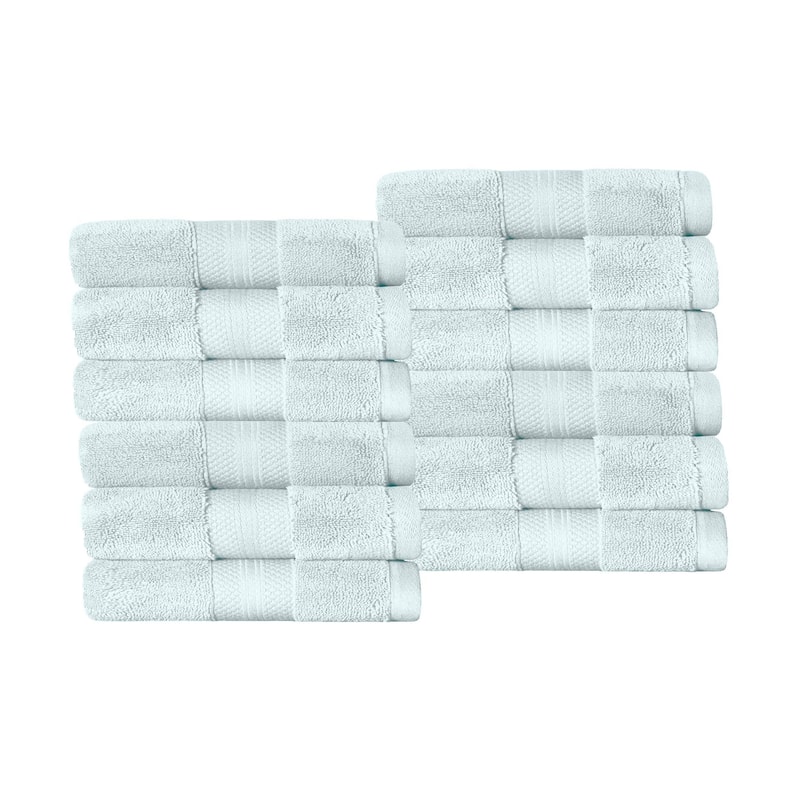 Superior Turkish Cotton Solid Heavyweight Face Towel Set of 12