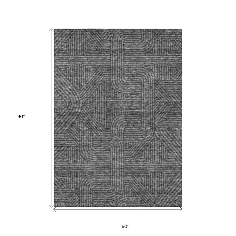 HomeRoots Abstract Transitional Rectangle Outdoor Rug