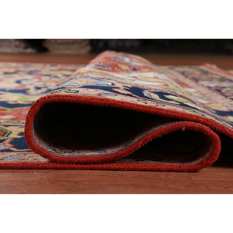 Hand Knotted Oriental 100% Wool Carpet Traditional Medallion Oranges & Rust Heriz (serapi) Area Rug - 13' 10'' X 9' 9''