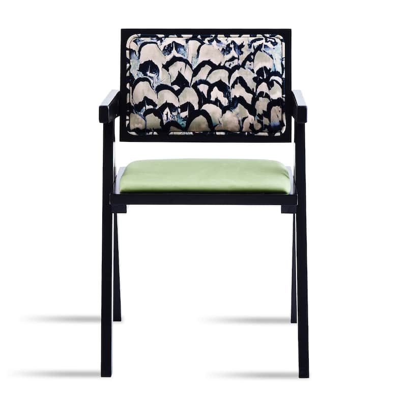 Modern 2 Piece Solid Wood Kitchen Dining Chair with Cushions, Backrests, Armrests for Dining Room Kitchen Living Room Bedroom