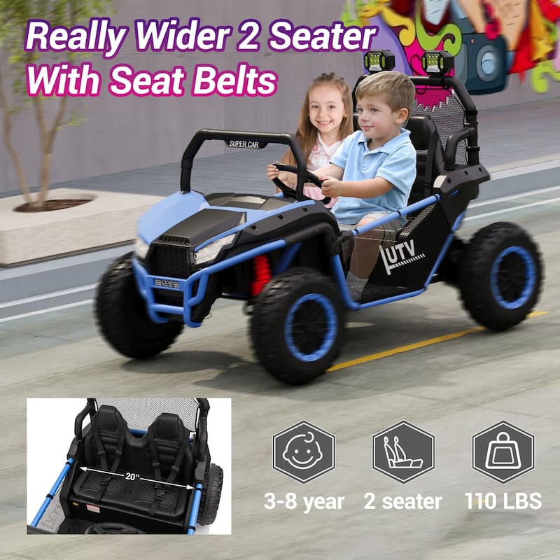 24V Kids Electric Car, 2-Seater UTV Off-Road