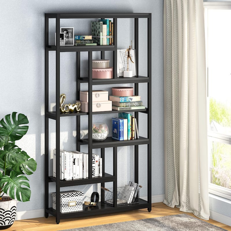 79 Inch Industrial Bookshelf, 7-Tier Vintage Bookcase for Home Office