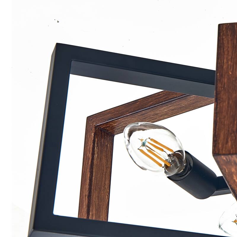 14 inch wood painted pendant 3 Lt - Wood Black