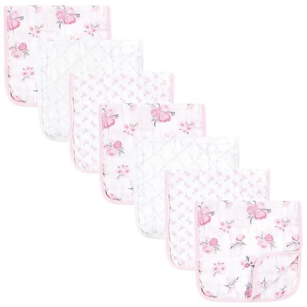 slide 1 of 1, Hudson Baby Infant Girl Muslin Burp Cloth 7pk, Pastel Floral, One Size - Pastel Floral - One Size
