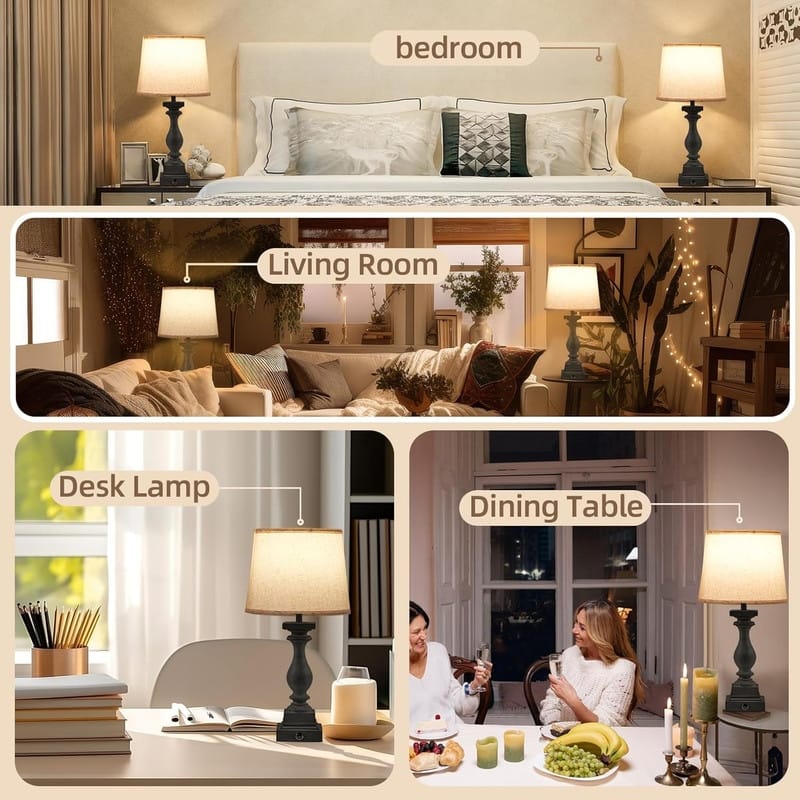 Touch Lamps for Bedroom Set of 2,Bed-Side Table Lamps