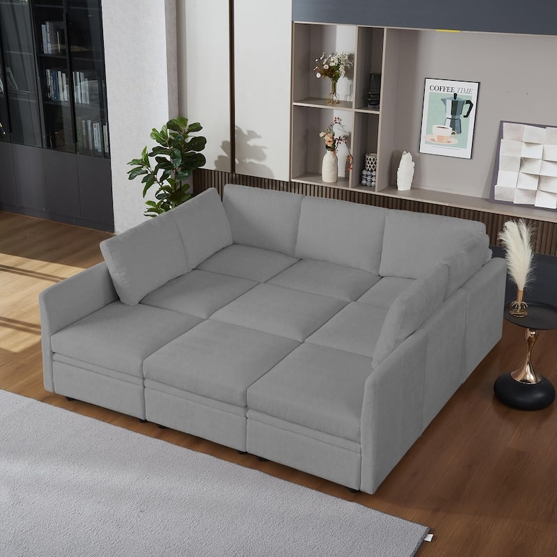 9 Seater Modular Sectional Sofa Couch with Underseat Storage