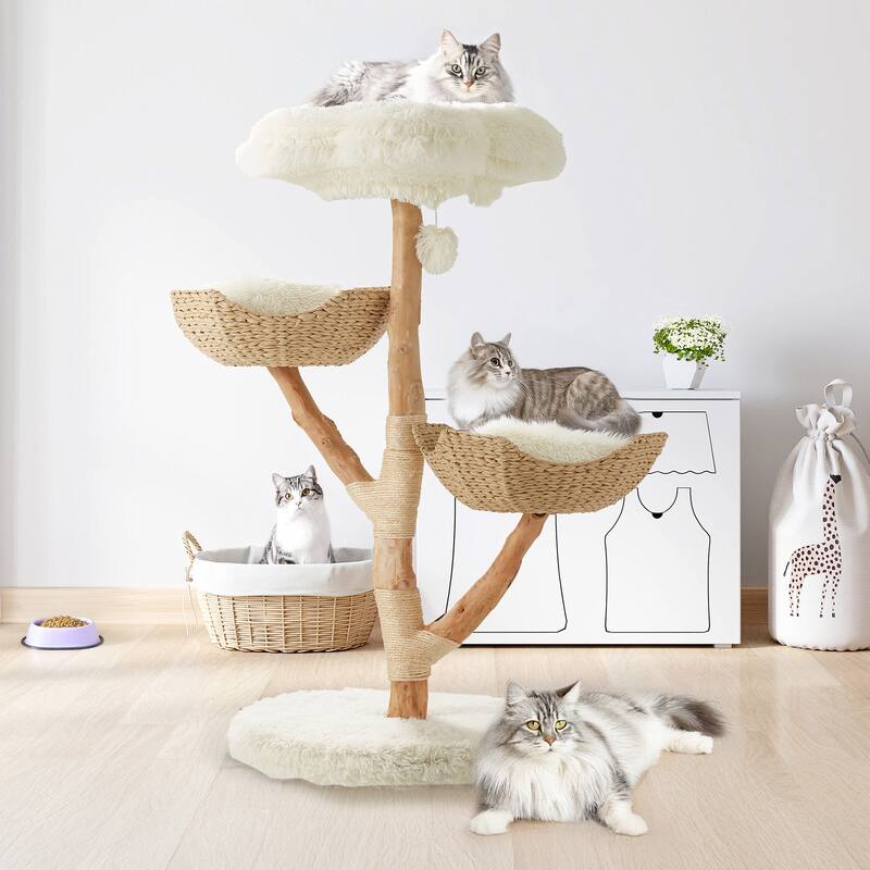 Sunflower Cat Tree, Multi-Functional Cozy Cat Tower, Cat Condo for Indoor Cats - Single Trunk