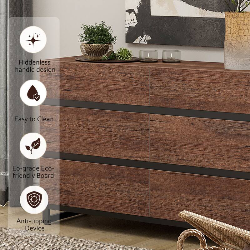 WAMPAT 3 in 1 Modern Sideboard with Glass Doors and 3 Drawers, Coffee Bar Cabinet for Kitchen