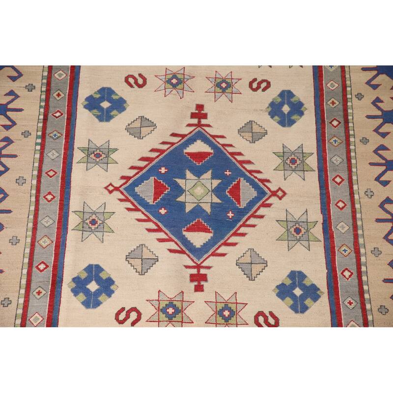 Kazak Area Rug Handmade Wool Carpet - 6'8" x 10'1"
