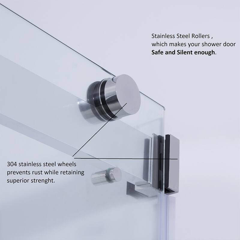 Spezia 68" W x 76" H Sliding Frameless Shower Door in Brushed Nickel