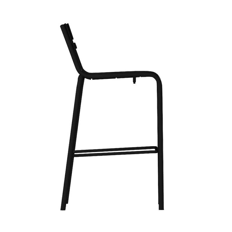 4PK Modern Commercial Grade 2 Slat Indoor/Outdoor Steel Bar Stool