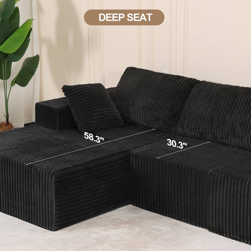 L-Shape Sectional Sofa with Chaise & Pillow, Deep-Seat Cloud Couch