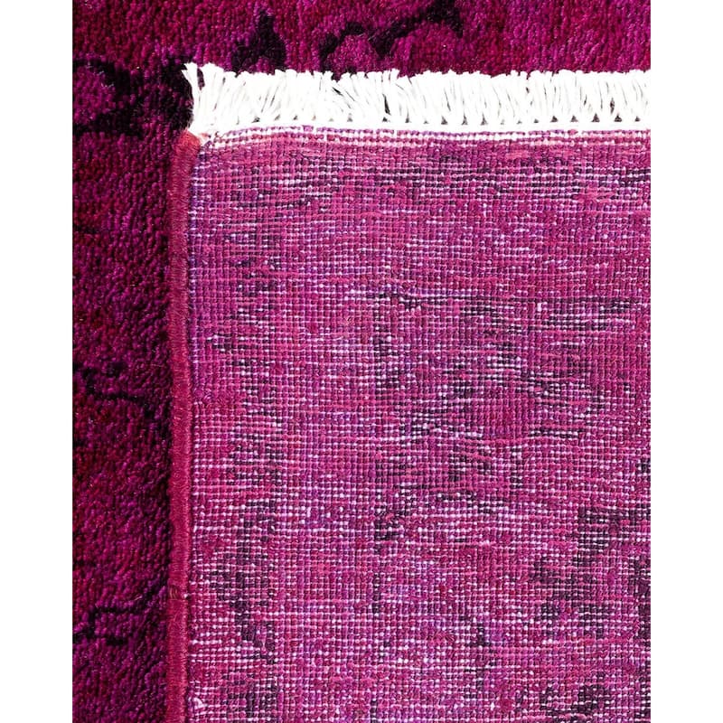 Overton Hand Knotted Wool Vintage Inspired Modern Contemporary Overdyed Purple Runner Rug - 2' 7" x 11' 10"