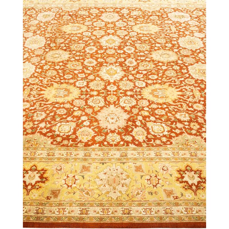 Overton Handknotted Wool Traditional Oriental Orange Area Rug - 8' x 10'
