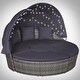 vidaXL 4 Piece Outdoor Lounge Set with Cushions LEDs Poly Rattan Gray - 72.8" x 36.4" x 27.6" - Thumbnail 0