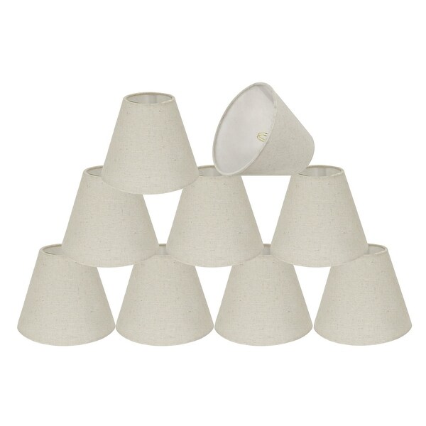 Aspen Creative 32038 Empire Oatmeal  3" x 6" x 5" Chandelier Clip-On Lamp Shade 