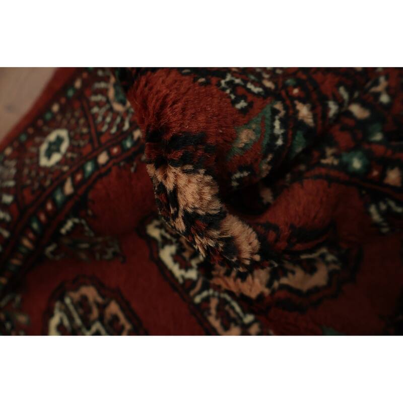 Hand Knotted Oriental 100% Wool Carpet Traditional Geometric Red Balouch Area Rug - 2' 10'' X 1' 11''