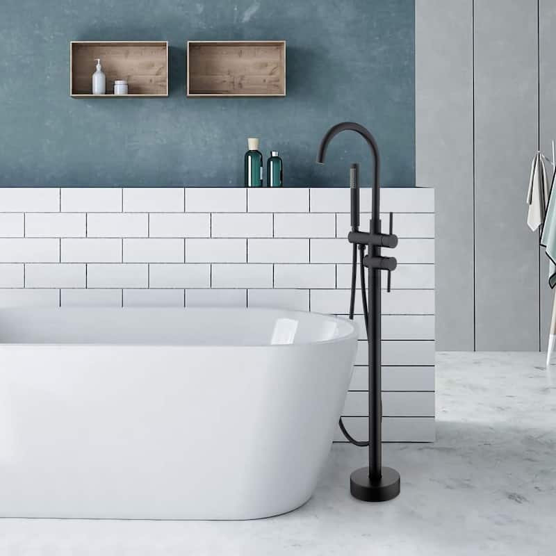 Single Handle Floor Mounted Gooseneck Freestanding Tub Filler