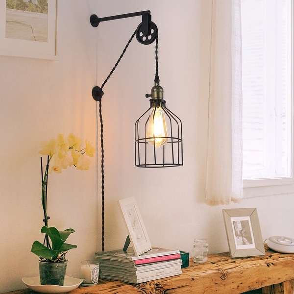 Rustic plug in wall lights cheap