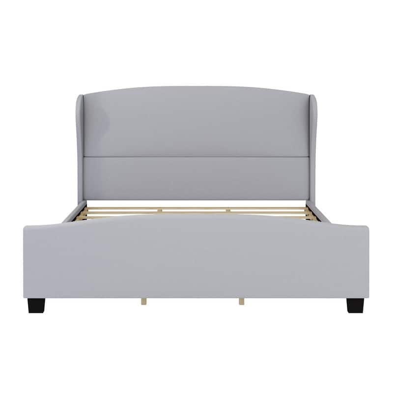 King Size Wingback Linen Upholstered Platform Bed