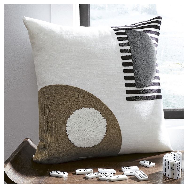 Signature Design by Ashley Longsum White/Brown Pillow (Set of 4) - Pillow Sets - 20"W x 5"D x 20"H - Polyester - White/Brown - Set of 3 or More