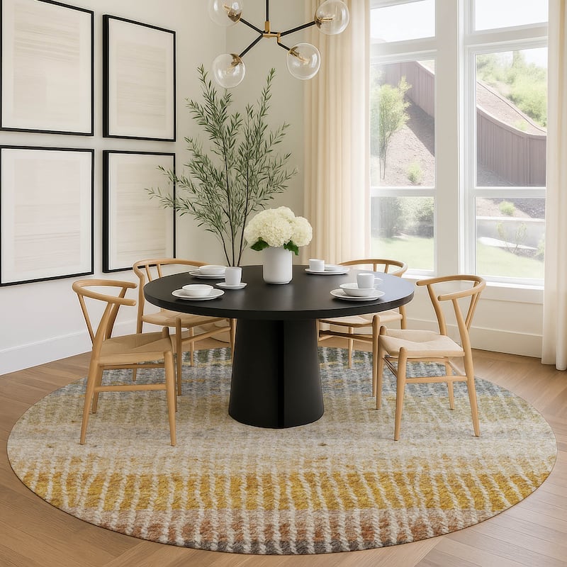 Machine Washable Indoor/ Outdoor Contemporary Stripes Chantille Rug
